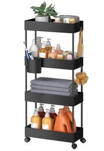 lot 9865 image: Pipishell Slim Storage Cart with Wheels - Bathroom Cart Organizer Storage, 4 Tier Rolling Carts for Bathroom, Laundry Room, Kitchen, Narrow Space, Black PIUC05