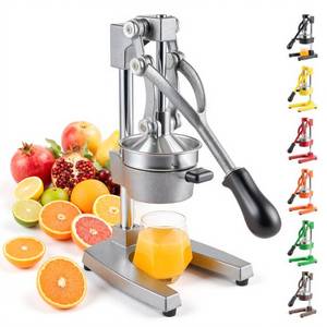 lot 9872 image: CO-Z Manual Citrus Juicer, Commercial Grade Cast Iron Orange Juicer, Professional Heavy Duty Juice Press with Removable Strainer, Manual Juice Extractor for Orange Lemon Pomegranate Citrus, Gray