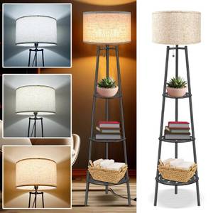 lot 9874 image: NEFELIBATE Floor Lamp with Shelves, Modern Standing Lamp with 3 Color Temperature LED Bulbs, Corner Floor Lamps for Living Room & Bedroom, Lamparas Elegantes para Sala (Beige Lampshade, 1)