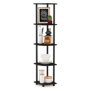 lot 9878 image: Furinno TURN-N-TUBE Corner Shelf, 5-Tier Corner Bookshelf, Open Storage Shelves, for Organization and Storage, Living Room, Home Office, Garage, Bedroom, Espresso
