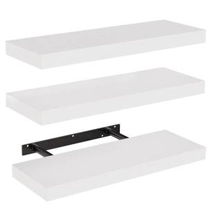 lot 9886 image: AMADA HOMEFURNISHING Floating Shelves, Wall Shelves for BathroomLiving RoomBedroomKitchen Decor, White Shelves with Invisible Brackets Set of 3 - AMFS08