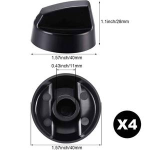 lot 10415 image: Jetec 4 Pack Control Knobs Replacement with 12 Adapters for OvenStoveRange, Please Check Carefully Whether The Dimensions in Figure Match(Black)