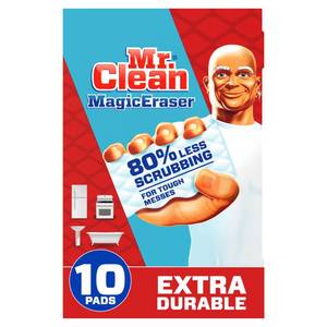 lot 10420 image: Mr. Clean Magic Eraser Sponge, All Purpose Cleaner, Cleaning Scrubber, Wall, Sneaker, Kitchen, Bathroom, Shower Cleaner, Cleaning Supplies, Melamine Sponge, Cleaning Pads, Extra Durable, 10ct
