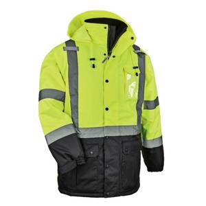 lot 10428 image: High Visibility Reflective Winter Safety Jacket, Insulated Parka, ANSI Compliant, Ergodyne GloWear 8384,X-Large,Lime