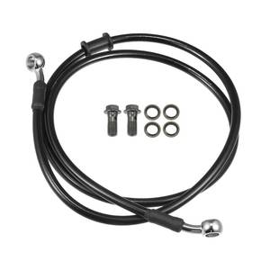 lot 10432 image: Motoforti Universal Brake Hose Motorcycle ATV Dirt Bike Motocross Braided Hydraulic Brake Line Oil Hose Pipeline, 120cm, Metal, Black Silver Tone, 1 Set