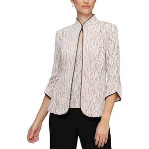 lot 10445 image: Alex Evenings Womens 34 Sleeve Printed Twinset with Scoop Neckline Cami and Hook Neck Closure Jacket (Plus Size), Shell Pink, 2X