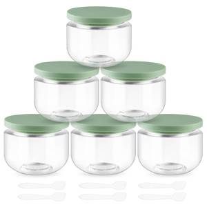 lot 10447 image: DynnnDy 6 Pcs Clear Plastic Jars with 6 Spatulas 8 Oz Round Wide Mouth Cream Bottles Refillable Cosmetic Storage Containers for Lotions Scrub Body Butter Food Crafts