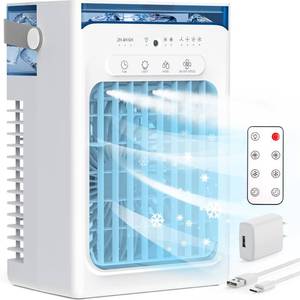 lot 11875 image: Portable Air Conditioners, Air Cooler Evaporative Personal Mini AC with Remoter, 4 Wind Speed, 2-4-6H Timer, 2 Modes, Colorful Night Light, Portable AC for Room, Car, Bedroom, Office, Outdoor