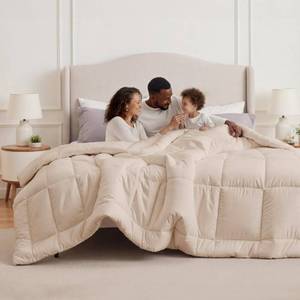 lot 11883 image: Bedsure Comforter Duvet Insert - Quilted Comforters Oversized King Size, All Season Duvet, GentleSoft Down Alternative Bedding, with 8 Tabs, Gifts for WomenMen, Beige, Oversized King 116 x 98 Inches