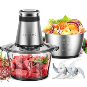 lot 11887 image: KOIOS Food Processor, 500W Electric Food Chopper with 2 Bowls (8 Cup8 Cup) & 2 Bi-Level Blades&, Small Electric Grinder Meat Processor for Nuts, Meat, Onion, Garlic, Baby Food, Black