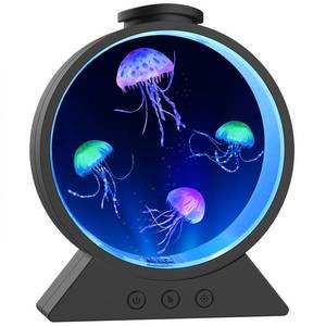 lot 11890 image: Eyesound Jellyfish Lamp,Whisper-Quiet Sensory Aquarium Light,7 Color Mood Night Light with Adjustable Water Flow & 8H Timer,Rounded Tank Lamp for Home Office Bedroom Decor for Kids Adults(Black) (Used)
