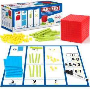 lot 11906 image: Torlam 131 PCS Base Ten Blocks - Place Value Blocks, Plastic Base 10 Math Manipulatives for 1st Grade, Addition and Subtraction Games Math Counters and Cubes for Kids
