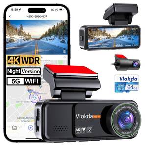 lot 11916 image: Vlokda Dash Cam Front and Rear, 4K  1080P Dual Dash Camera for Cars with 64GB Card, Built-in GPS, 5.8GHz WiFi, 3.2 IPS Screen, 24H Parking Mode,Loop Recording, WDR, Night Vision