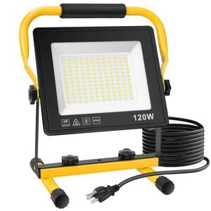 lot 11919 image: 120W LED Work Light, 12000LM Portable Work Light with 16.4FT Cord, 6500K IP66 Waterproof Flood Lights for Outdoor Indoor Construction site,Shop and Garage Lights, Gifts for Men