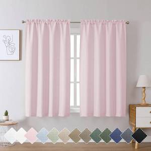 lot 12374 image: Chyhomenyc Bennet Blush Pink Curtains 54 Inch Length 2 Panels, Faux Linen Textured Semi Sheer Light Filtering Soft Airy Rod Pocket Window Treatment Drapes for Living Room Bedroom, Each 30 Wx54 L