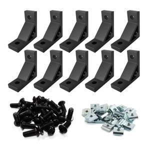 lot 12390 image: FORRCKY 10 Sets Heavy Duty 2020 Aluminum Extrusion Corner Bracket 20 Series V T Slot Hardware L Angle Connector with Slide Nut Bolts Screw for 2020 8020 2040 Extruded Aluminum Profile