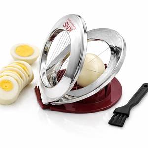 lot 12391 image: Egg Slicer & Cutter for Hard Boiled Eggs �� 2-Way Multipurpose Stainless Steel Slicer for Fruits & Vegetables �� Includes Cleaning Brush