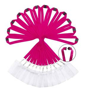 lot 12406 image: 12 Pack Breakaway Lanyards with ID Badge Holder&Breakaway Clasp Neck Strap for Schools, Cruise, Office, Kids,Rose Red