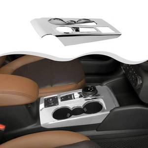 lot 12420 image: HTHE for Bronco Sport Center Console Gear Shift Cover Cup Holder Trim Compatible with Ford Bronco Sport 2021-2024(Chrome,ABS)