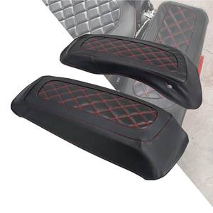 lot 12427 image: HDBUBALUS Saddlebag Lid Covers Protective Hard Saddlebag Lid Bra Fit For 2014-2025 Harley Touring Road King Electra Glide Ultra Limited FLHTK FLHXS Tri Glide (Red Stitching)