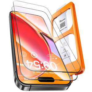 lot 12446 image: TOCOL for iPhone 16 Pro Screen Protector 9H Hardness Military Grade Shatterproof HD Tempered Glass Full Coverage Easy Installation Case Friendly 2 Pack