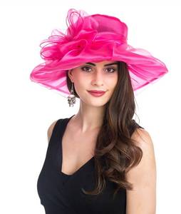 lot 12448 image: SAFERIN Womens Organza Church Kentucky Derby Fascinator Bridal Tea Party Wedding Hat (SF-Rose Dot New)