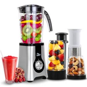 lot 13242 image: Uten 5-in-1 Smoothie Blender 42 oz1.25L, Multi-Functional Mixer, Smoothie Maker, Juicer, Grinder with 304 Stainless Steel Blades, BPA-Free, Dishwasher Safe, Includes 3 Blender Cups & 2 Travel Bottles