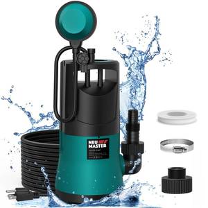 lot 13266 image: NEU MASTER Sump Pump Submersible, 1HP 3800GPH Water Pump with Float Switch3 Fittings, Electric Portable Transfer Water pump for Pool Draining, Basement, Backyard, Garage, Garden, Hot Tub