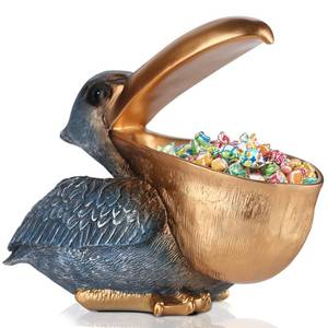 lot 13267 image: PlivBloom Pelican Key Holder Statues,Fun Animal Hippo Candy Dish,Candy Dish for Office Desk Unique,Modern Key Holder for Pelican Figurine,Suitability Desk candy bowl and Entry Table Decor Items(Gold1)