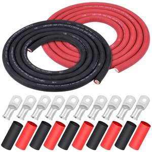 lot 13277 image: iGreely 20 Gauge 20 AWG Wire 10 Feet Black  10 Feet Red Welding Battery Pure Copper Flexible Cable  5pcs of 516 & 5pcs 38 Copper Cable Lugs Terminal ConnectorsHeat Shrink Tubing