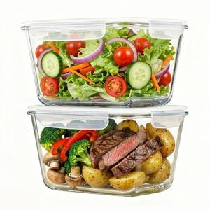 lot 13284 image: 2 Pack Large Glass Food Storage Containers with Lids 85oz10.5cup Big Airtight Storage Containers for Rotisserie Chicken Meal Prep Leftovers, BPA Free & Leak Proof, Microwave, Oven Safe (transparent)