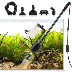 lot 13298 image: AQQA Aquarium Gravel Cleaner, 6-in-1 Electric Fish Tanks Gravel Vacuum Cleaner Set for Remove Dirt, Change Water, Wash Sand, Water Shower, Water Circulation (20W, 320GPH)
