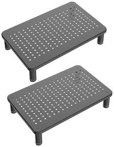 lot 13302 image: Husky Mounts 2-Pack Monitor Riser Laptop Stand, Adjustable Legs, Stackable, 14.5 x 9.25 x 3.25 Max Height, Matte Black Steel-Black.