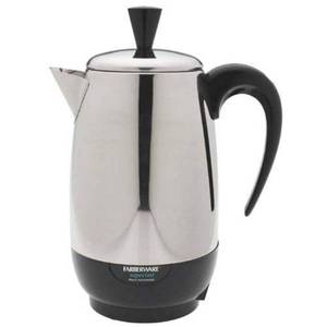 lot 13304 image: Farberware 8-Cup  Black Percolator  Stainless Steel  FCP280