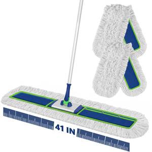 lot 13306 image: Enspoway 41 Commercial Dust Mop Large Push Broom Wide Industrial Heavy Duty Hardwood Dry Sweeping Mop with 2 Pads Long Handle for Janitor Indoor Warehouse Gym Cleaning