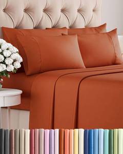 lot 14154 image: King 6 Piece Sheet Set - Comfy, Breathable & Cooling - Hotel Luxury Bedding for Women, Men, Kids, Teens & Children - 1 Flat & 1 Fitted Sheet & 4 Pillowcases w Deep Pockets - Wrinkle Free - Terracotta