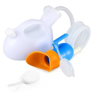 lot 14156 image: Urinals for Men Women - Portable Urine Bottle Spill Proof Female Urinals Pee Bottle wSeparate Urine Outlet Soft Funnel 68 OZ Urinal for Women Hospital Home Camping Leakproof 47 Long Tube White