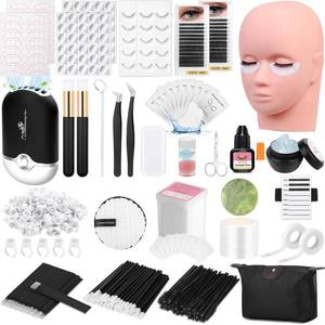 lot 14159 image: Lashes Kit for Eyelash Extension Beginner Lash Tech Starter Kit with Eye Lash Mannequin Head, Professional Eyelash Extension Kit with Lash Fan, Extension Glue and Eyelash Remover for Practice Training