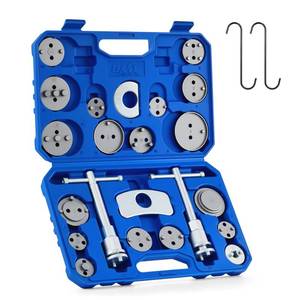 lot 14161 image: Orion Motor Tech 24pc Brake Caliper Compression Tool Set, Heavy Duty Brake Piston Compressor Tool and Wind Back Tool Kit for Brake Pad Replacement, Universal Disc Brake Caliper Tool Set with Blue Case