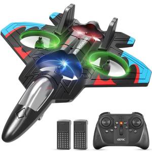lot 14175 image: RC Plane for Kids Adults, Foam Remote Control Airplanes Fighter Jet Drone with 2 Batteries, 360° Flip, LED Light, Stunt Roll, Altitude Hold, Easy to Fly for Beginners, Toy Gift for Boys Girls 8-16