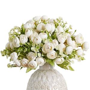 lot 14179 image: Letjolt Artificial Ranunculus Flower White Silk Flowers Faux DIY Bouquet for Wedding Engagement Centerpieces Arrangements Bridal Shower Decorations Home Decor, White