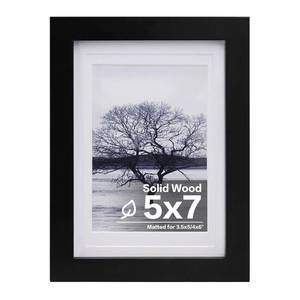 lot 14190 image: Egofine 5x7 Picture Frame Made of Solid Wood, Display Pictures 3.5x54x6 with Mat or 5x7 Without Mat Covered by Plexiglass for Table Top Display and Wall Mounting Photo Frame, Black