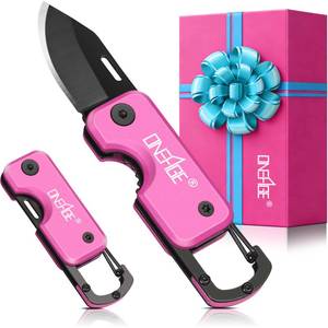 lot 14192 image: Pink Pocket Knife for Women - Stocking Stuffers for Christmas, Mothers Day Gifts, Keychain Edc with 1.62inch Blade - Small Folding Knives for Everyday Carry, Box Cutter - Gadgets for Camping Hiking