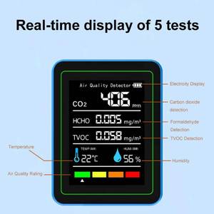 lot 14205 image: 5-in-1 air Quality Monitor, Professional air Quality Detector with CO2 MonitorFormaldehydeTVOCTemperatureHumidity, Suitable for Home, Hotel, Office, car