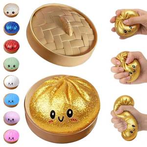 lot 14206 image: BCBU Glitter Dumpling Squishy,Dumpling Squishies,Glitter Dumpling Mystery Box,Colorful Dumpling Stress Balls Fidget,Jumbo Squishy Toy with Steamer Box,Soft Squeeze Decompression Dough (Glitter Gold)
