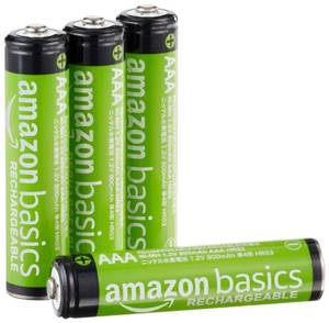 lot 14217 image: Amazon Basics 4-Pack Rechargeable AAA NiMH Batteries, 800 mAh, 1.2V, Low Self-Discharge, Pre-Charged, Recharge up to 1000x Times