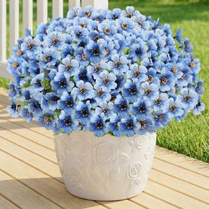 lot 14220 image: LetuoClips Artificial Flowers Fake Plants for Outdoors Spring Decoration, 13Bundles Silk Realistic UV Resistant Faux Flowers for Outside Planter Porch Yard Patio Garden Home Indoor, Blue