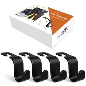 lot 14261 image: Amooca 4-Pack Car Headrest Hooks Vehicle Storage Organizer for Purses Handbags Groceries Backpack Coats ��Holds 55lbs 360° Rotating Black
