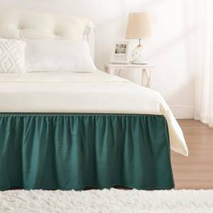 lot 14268 image: RIMELA Emerald Green Bed Skirt Queen Size 18 Inch Drop, Wrap Around Elastic Bedskirt, Dust Ruffle for Adjustable Bed Base Machine Washable Easy to Install Bed Skirts,Christmas Bedroom Decor