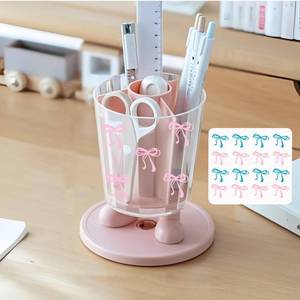 lot 14282 image: INSTOME Rotating Pen Holder,Cute Bow Pen Holder,Office Desk Accessories for Work, School,or Home